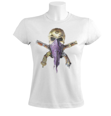 Crazy Pirate Skull Biker Womens T-Shirt