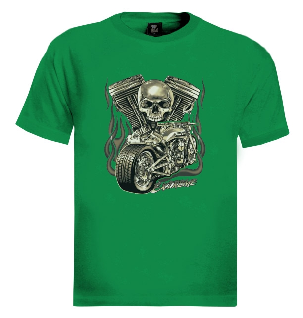 Motorcycle Extreme skull TShirt Biker Chopper Piston Biker Custom
