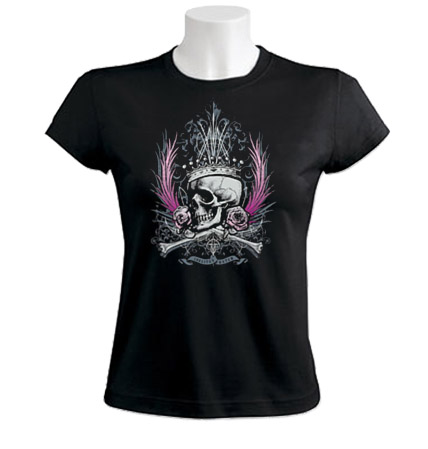 Gothic Crown Skull Black Womens T-Shirt
