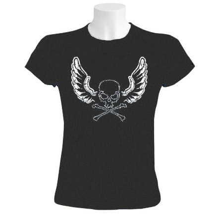Pirate Skull Gothic Swarovski Women T-shirt