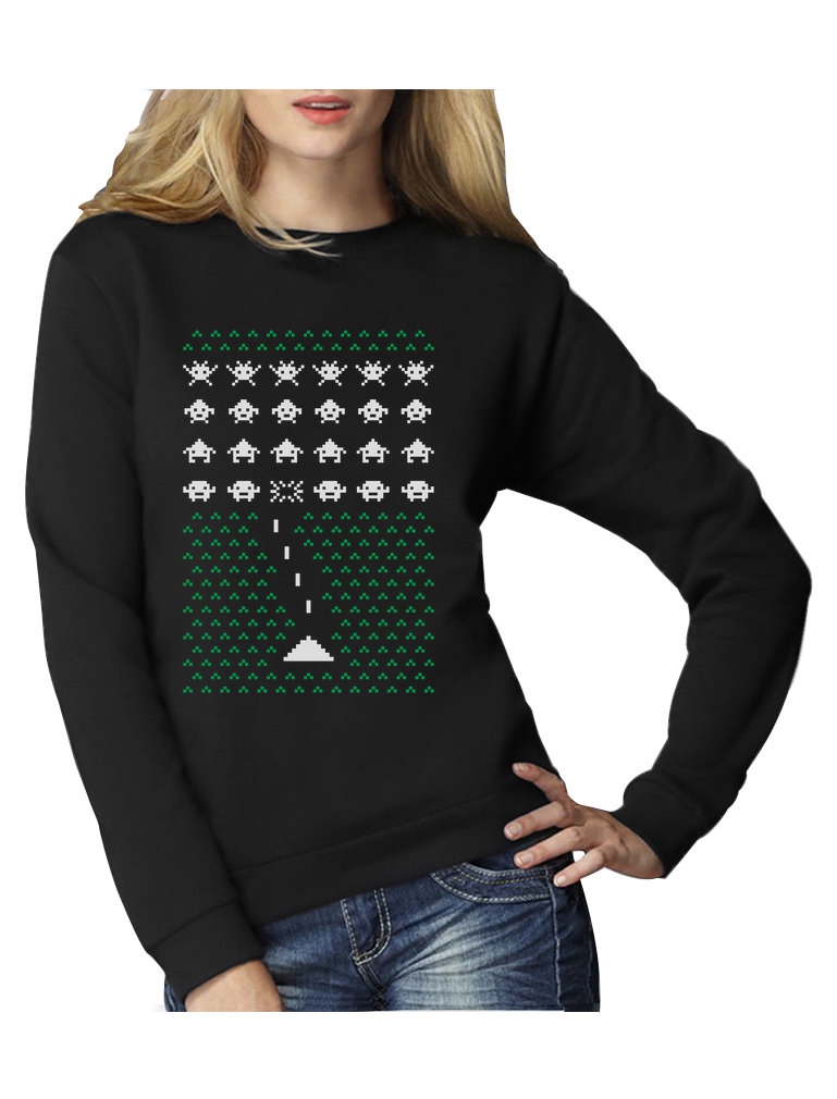 space geeky ugly christmas sweater invaders funny space invaders christmas sweater