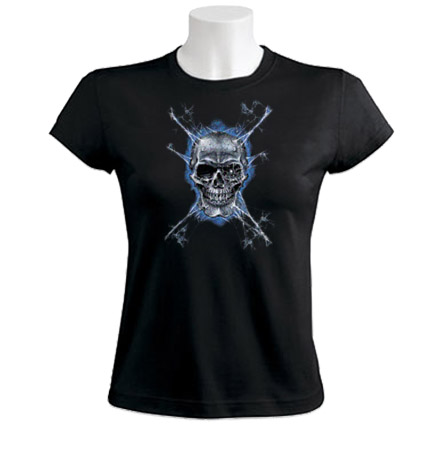 Black Gothic Skull Womens T-Shirt 