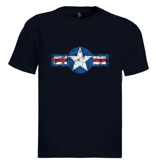US Air Force Vintage Logo on a Black T-Shirt
